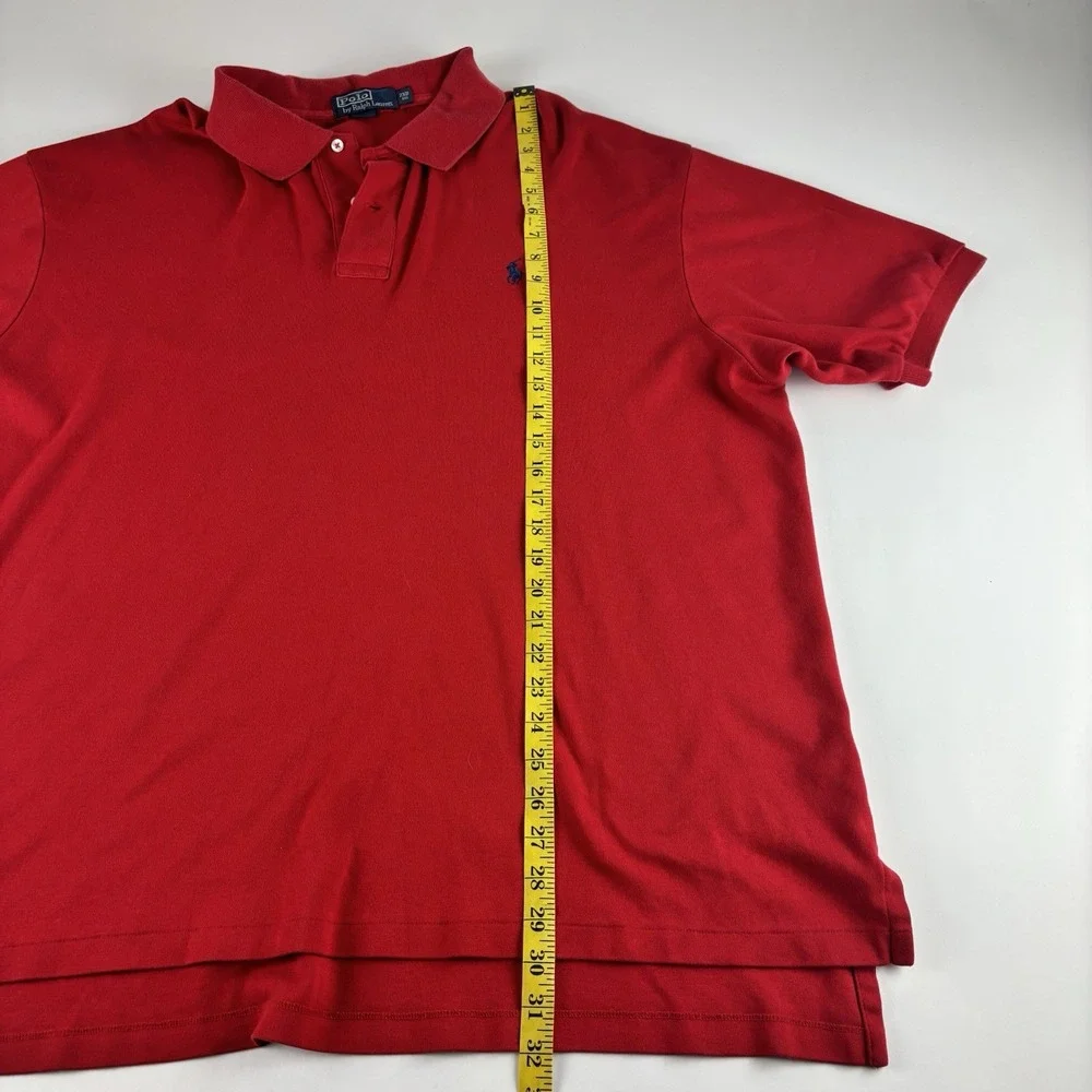 Polo Ralph Lauren Classic Fit‎ Cotton Solid Red Polo Shirt Men's Size 2XB